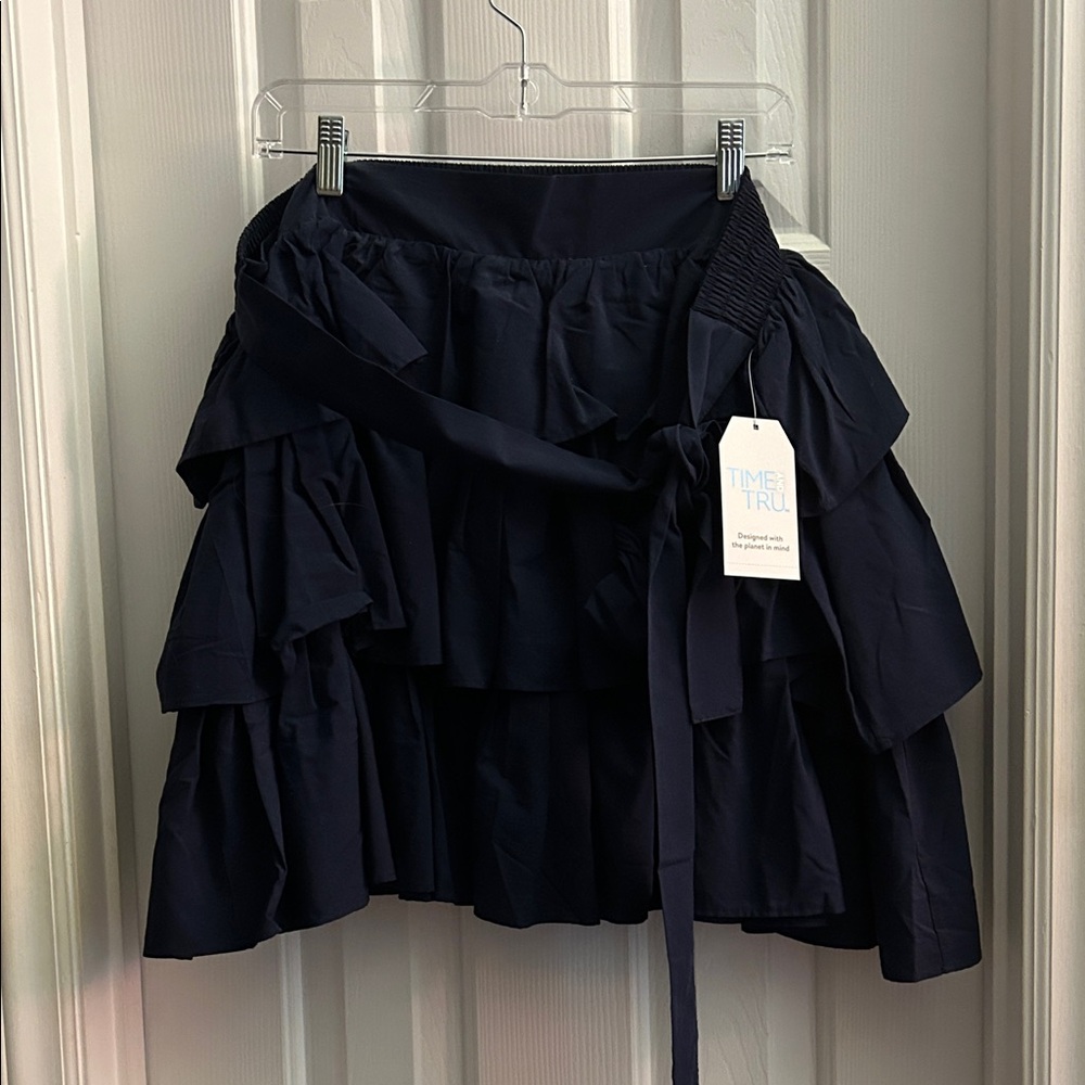 Women's Navy Tiered Ruffle Skirt